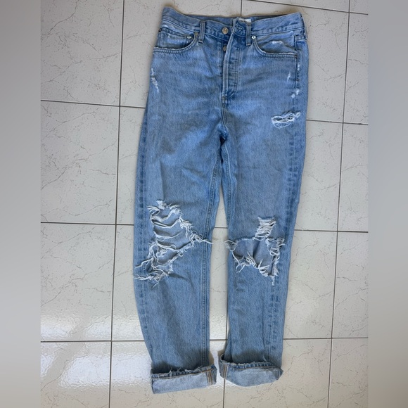 Agolde Light Blue Distressed Women Jeans - Picture 5 of 8